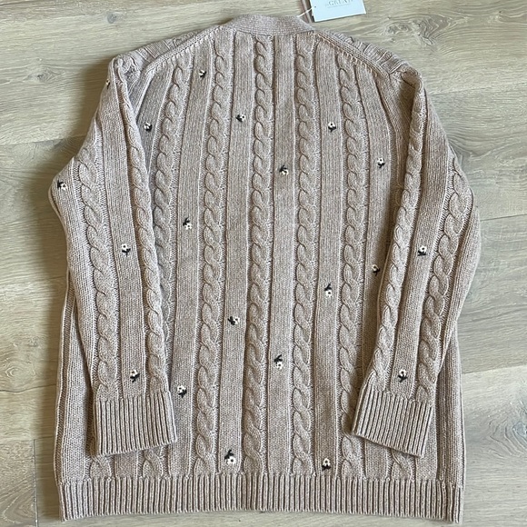 NWT The Great. Oatmeal Embroidered Cardigan Sweater. Size 0. - Picture 8 of 10